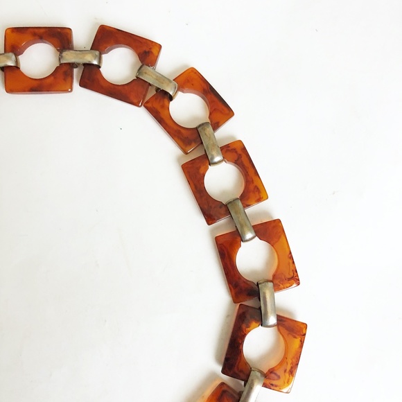 Yves Saint Laurent Belt or Necklace Tortoise Resin Links Chain Mod Vintage 70s - Picture 8 of 11